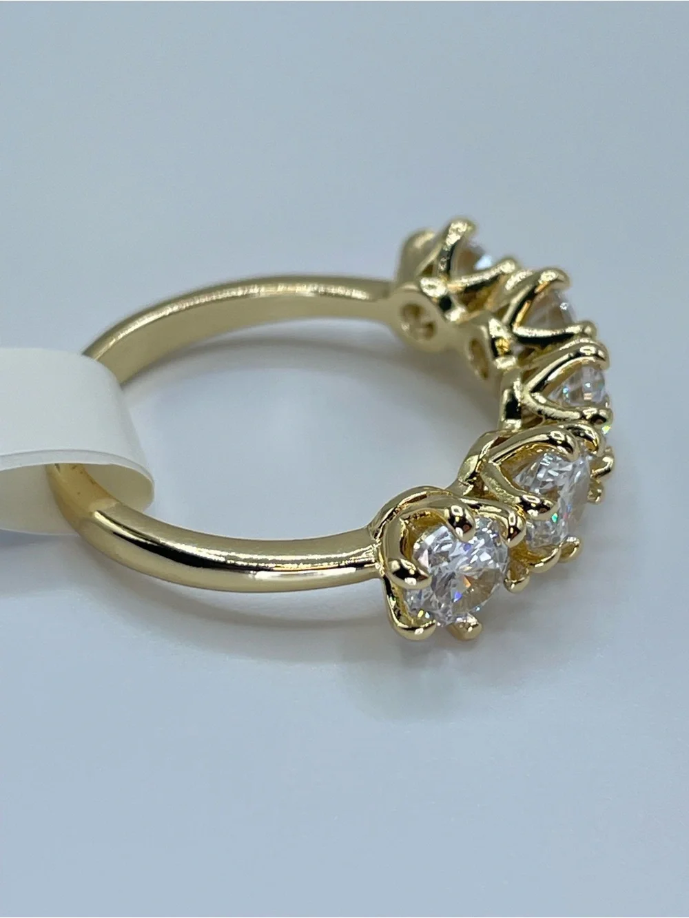 Swarovski Crystal Elements White Crystal Half Eternity Band Ring Sz 8 Glam